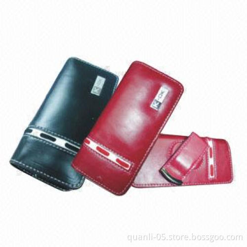 Mobile Phone Case with Magnetic Button, Made of Leather or PU Material